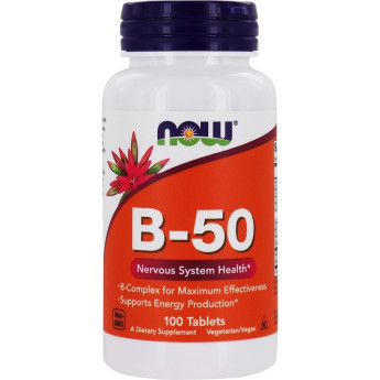 Комплекс витаминов группы B NOW FOODS B-50, 100 таблеток